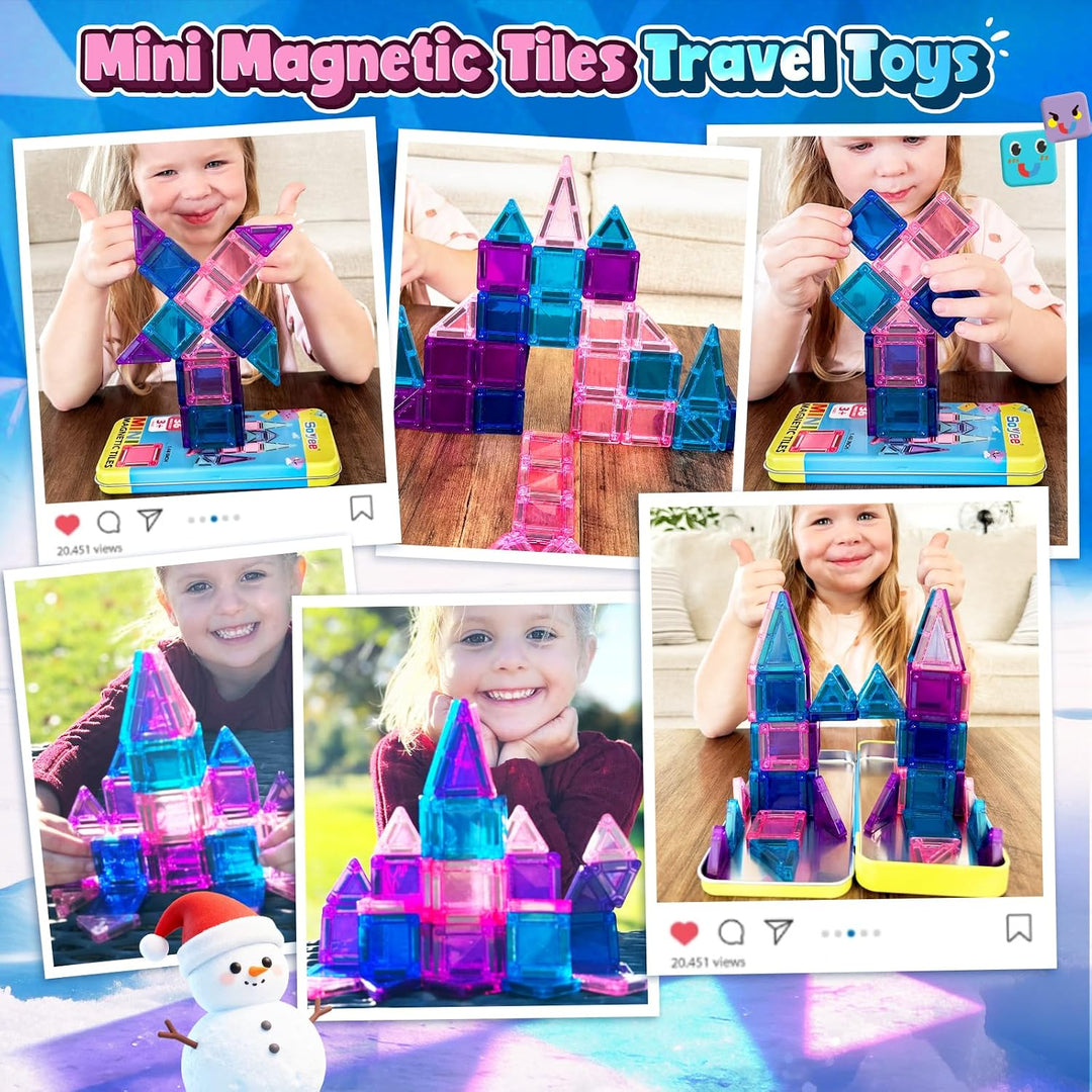 Magnetische Bausteine Magnetbausteine Reisespielzeug mit Metallbox Magnetspielzeuge Magnetsteine S