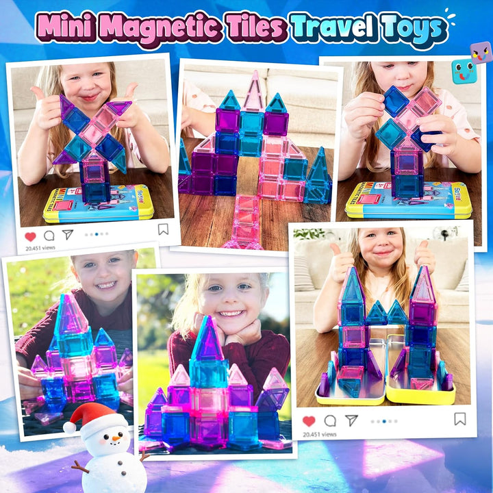 Magnetische Bausteine Magnetbausteine Reisespielzeug mit Metallbox Magnetspielzeuge Magnetsteine S