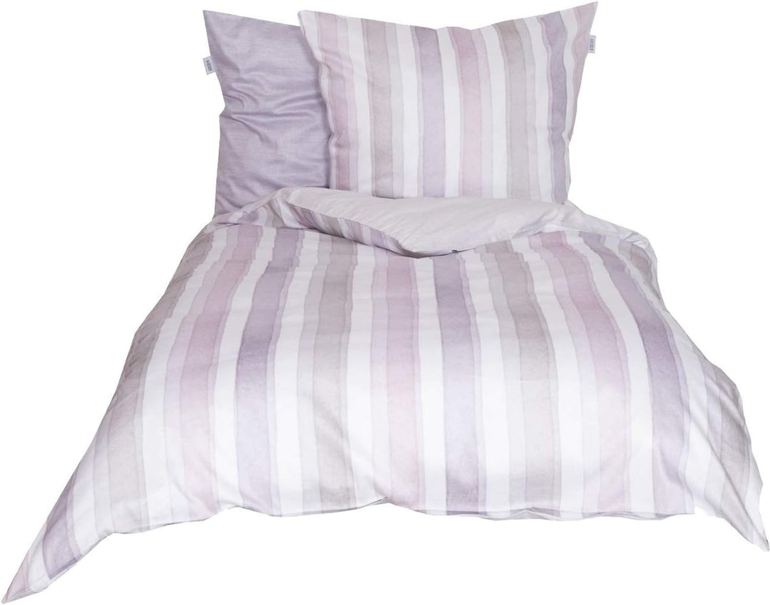 Schöner Wohnen Mako-Satin Wendebettwäsche Millie-B Rose 1 Bettbezug 155 x 220 cm + 1 Kissenbezug 80
