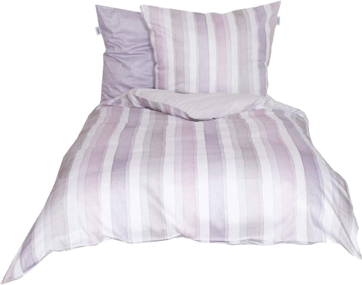 Schöner Wohnen Mako-Satin Wendebettwäsche Millie-B Rose 1 Bettbezug 155 x 220 cm + 1 Kissenbezug 80