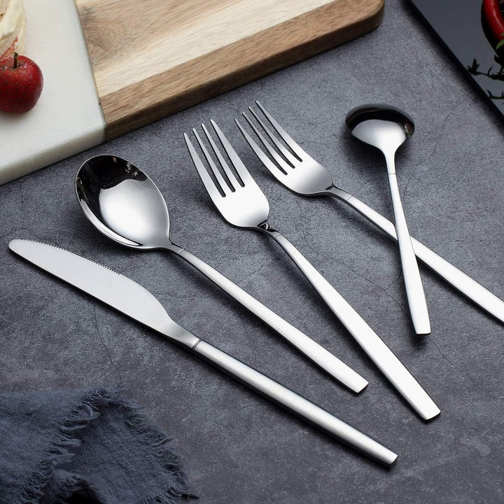Berglander 30 Stück Edelstahl Besteckset, Gemischte Bestecksets Service für 6 07. Silber, 07. Silber