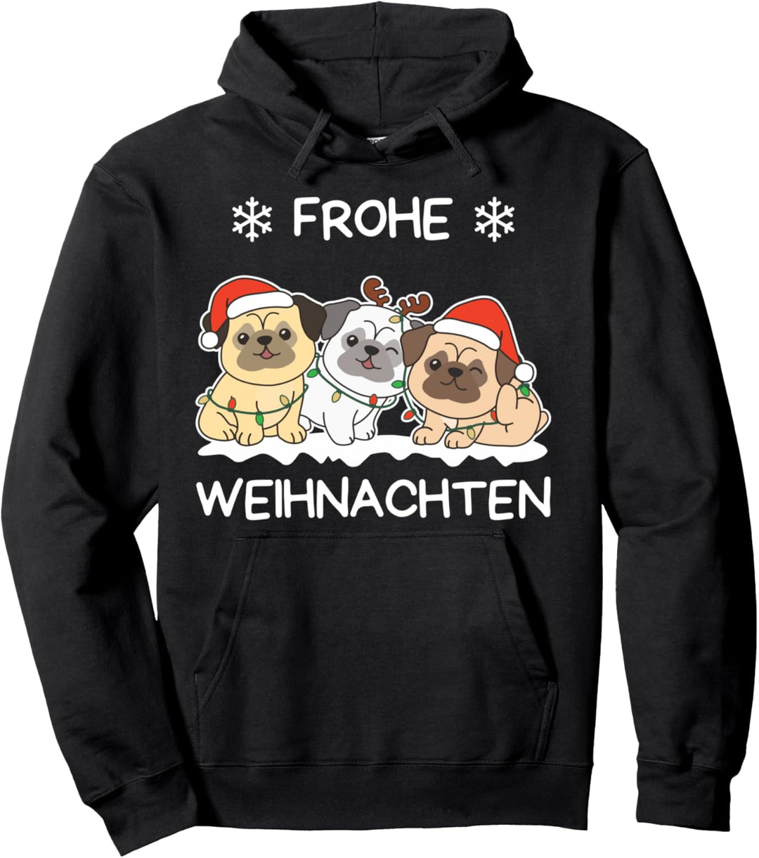 Frohe Weihnachten Mops Heiligabend Hunde Weihnachts Pullover Hoodie
