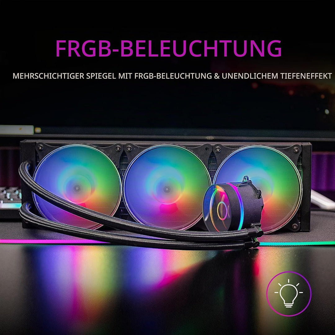 MarsGaming ML-ONE360 Schwarz, CPU Wasserkühlung, TDP 550W, Infinity Mirror, 3 Silent FRGB Lüfter, Un