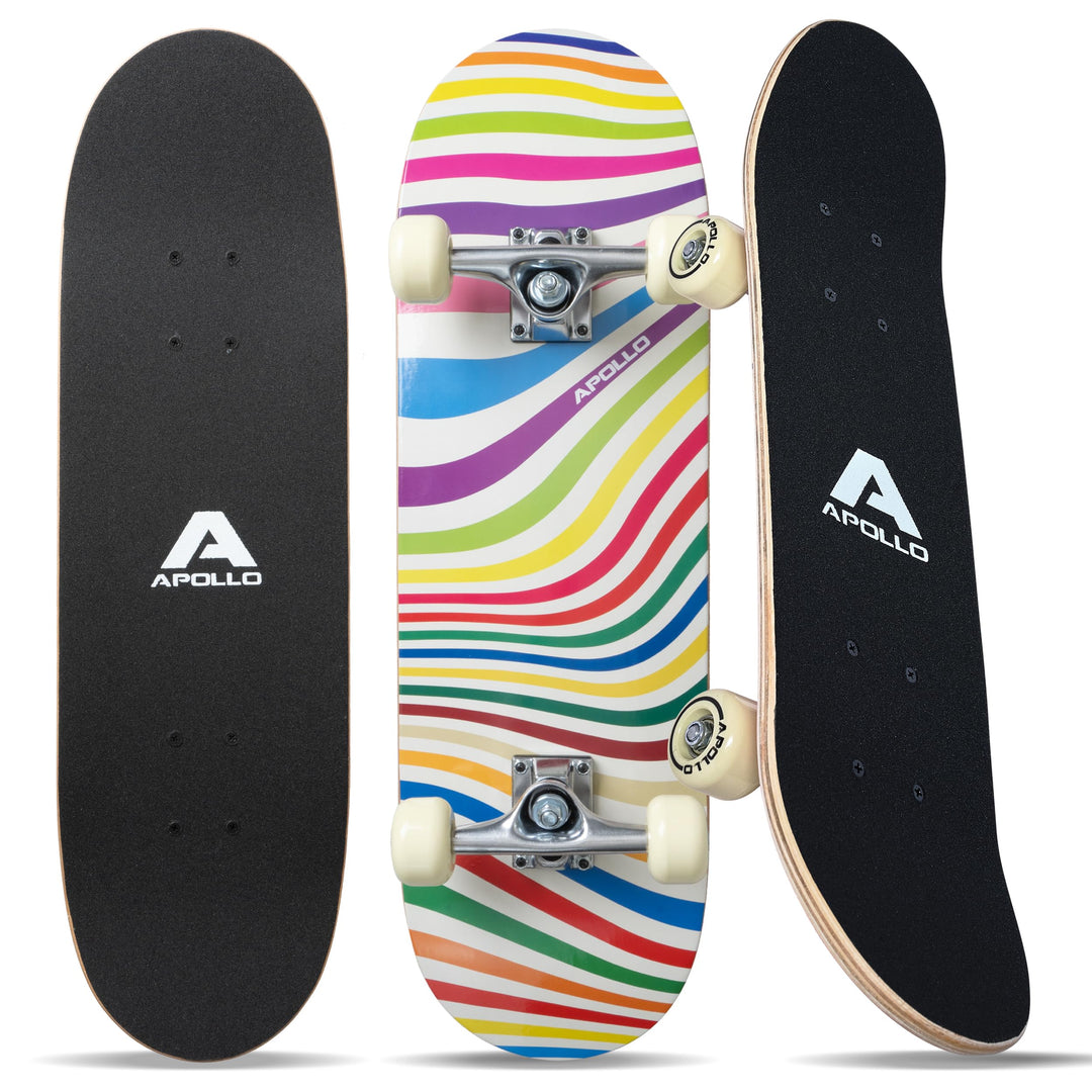 Apollo Kinder Skateboard, kleines Komplett Board mit ABEC 3 Kugellagern und Aluminium Achsen,Coole D
