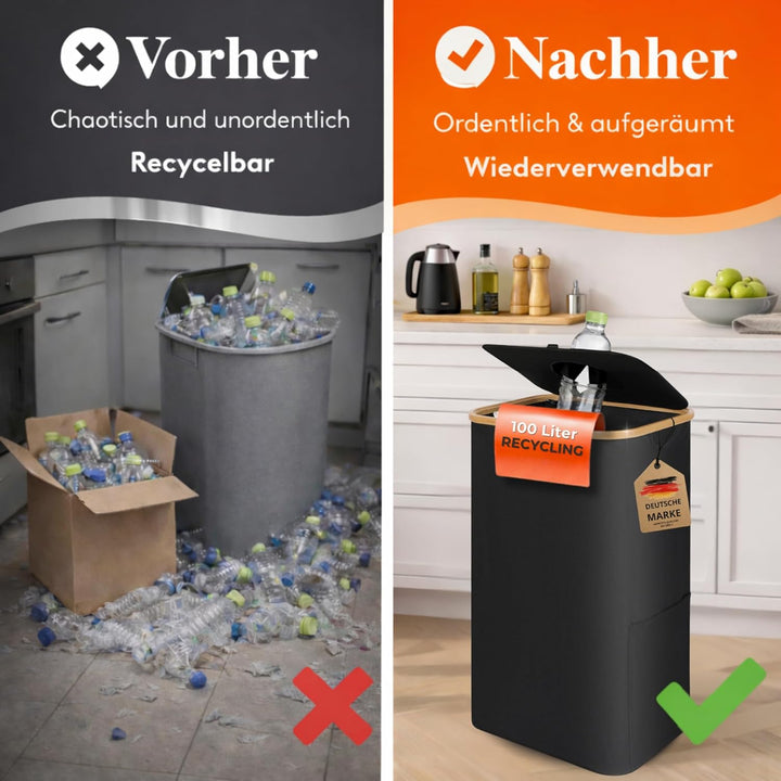 Pfandflaschen Sammelbehälter 100 L, faltbar & stabil, Flaschensammler Leergut, grosse Pfandbox, Pfan