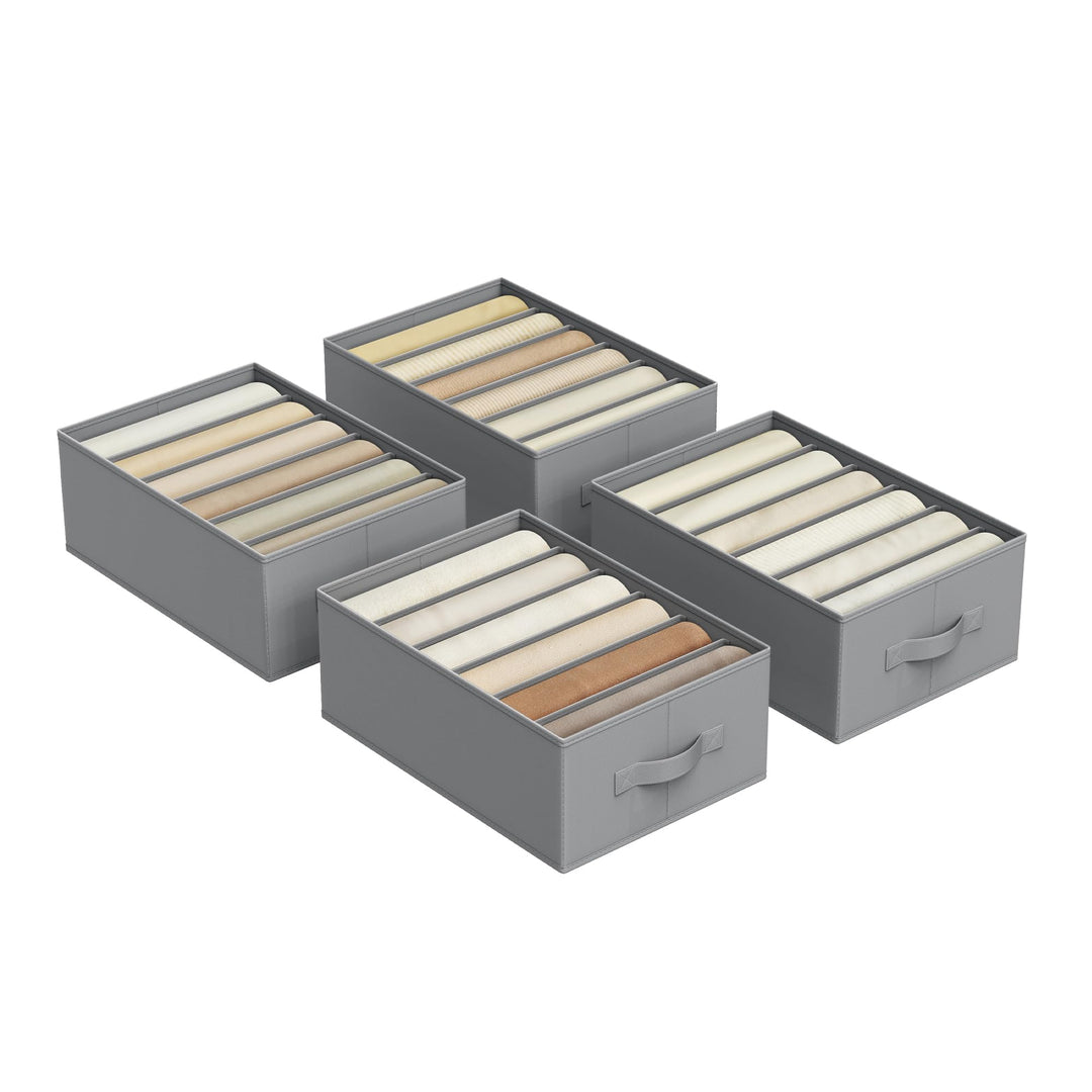 SONGMICS Kleiderschrank-Organizer 4er Set, Aufbewahrungsbox 6 Fächer, Schubladen-Ordnungssystem, Ord