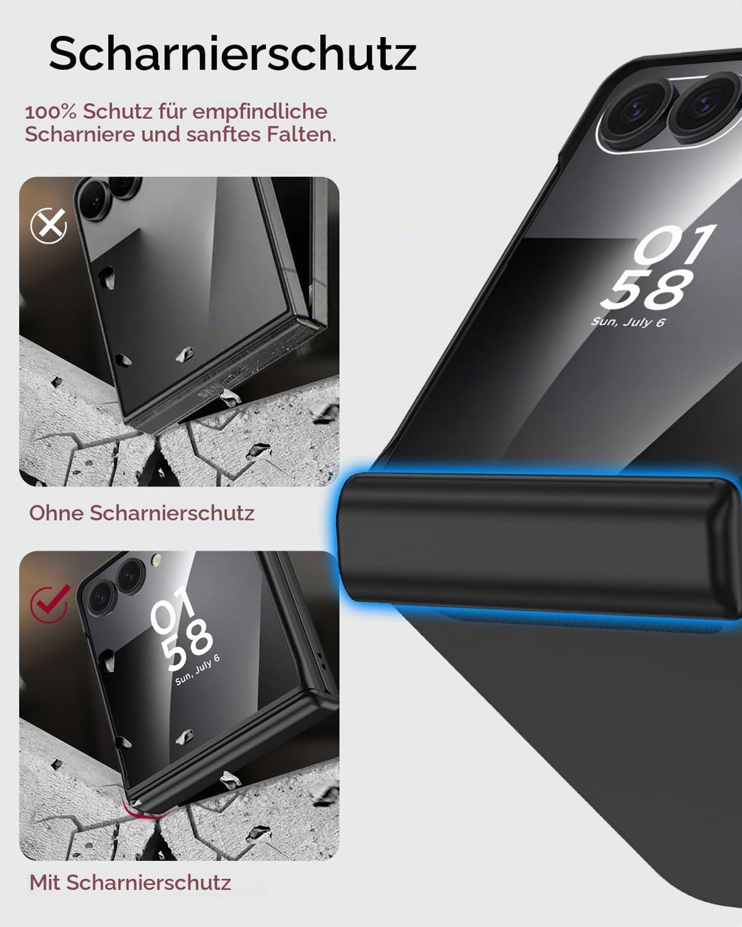 Miimall Kompatibel mit Samsung Galaxy Z Flip 7 Hülle mit Scharnierschutz Magnetischer [Externer Bild
