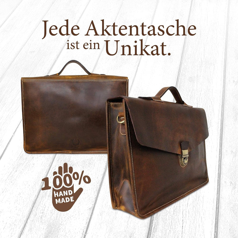 Corno d´Oro Handgefertigte Aktentasche Herren Leder Gross für 15.6 Zoll Laptop I Premium Leichte Umh