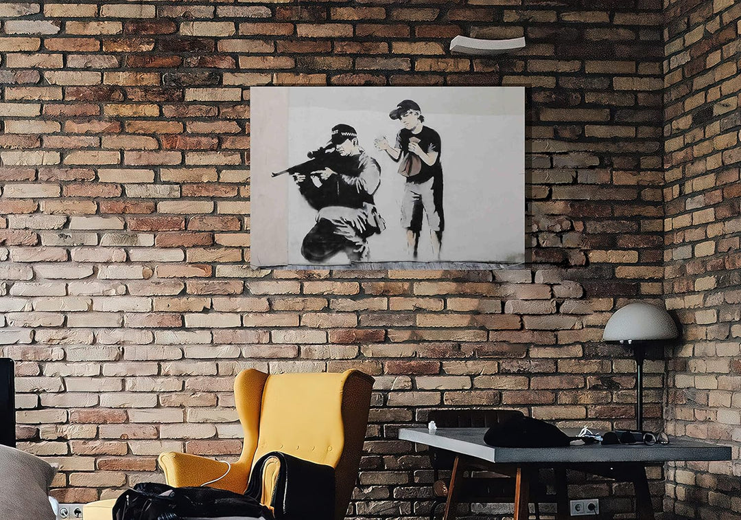Banksy Leinwanddruck, gerahmt, Graffiti-Wandkunst, Schlafzimmer, Kinder, 86 x 61 cm, A1