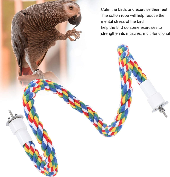 2 Stück Bird Chew Rope Bunt Gefärbte Vogel Barsch Stand Baumwolle Vogel Leiter Spielzeug für Papagei