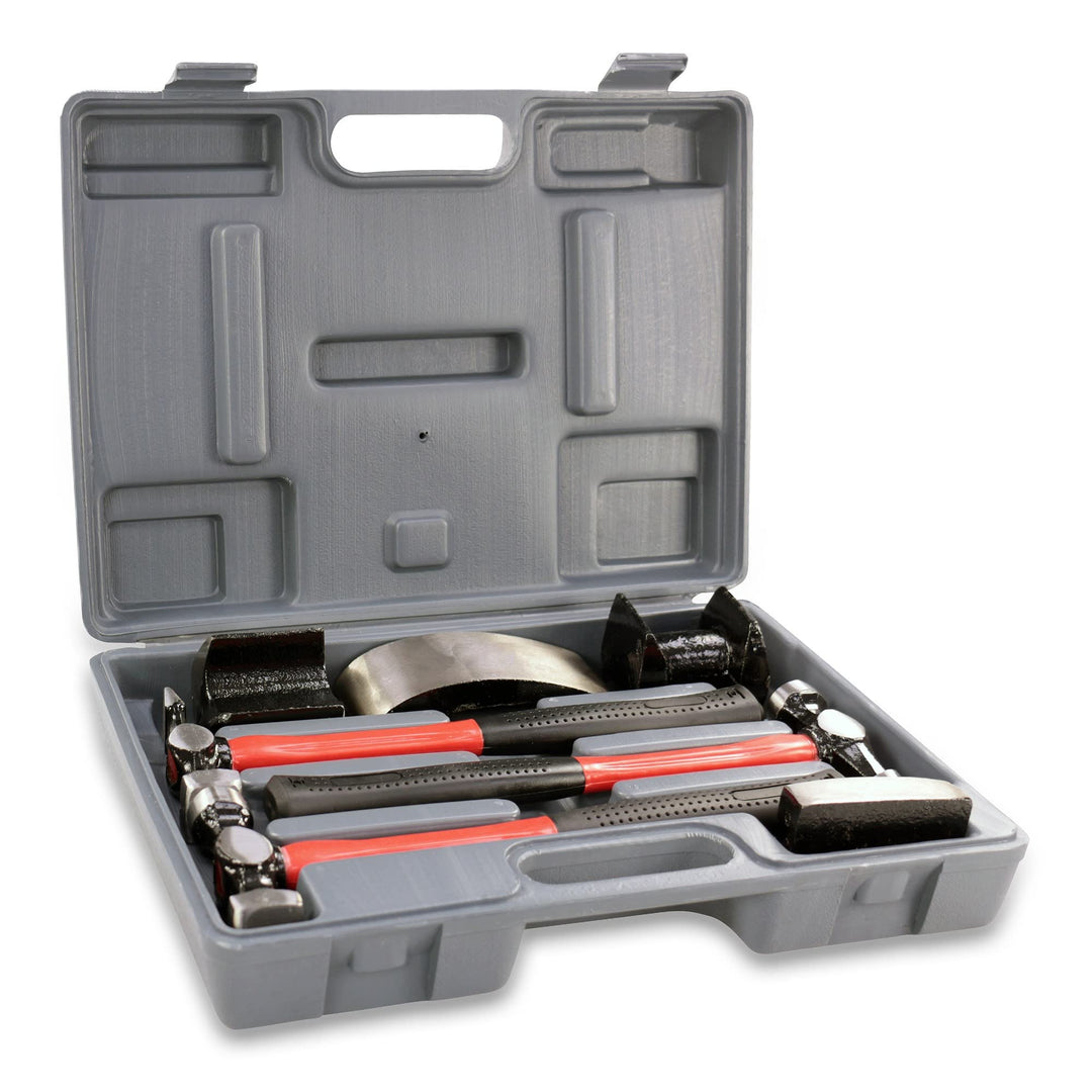 ENVA Karosserie Werkzeug Ausbeulwerkzeug Set 7TLG. Handamboss, Hammer und Ausbeuleisen für präzise B