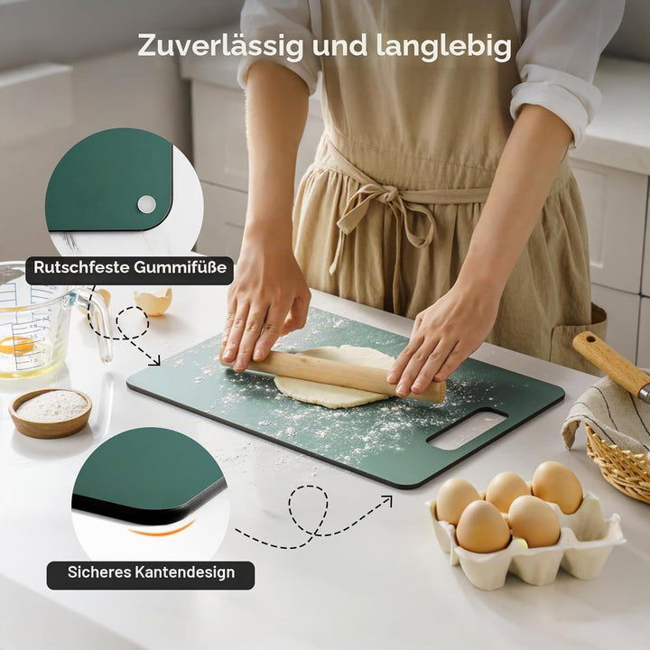 Holzfaser Schneidebrett 2er-Pack, Spülmaschinenfest Verbund-Schneidebrett, Hohe Dichte, Ungiftig, BP