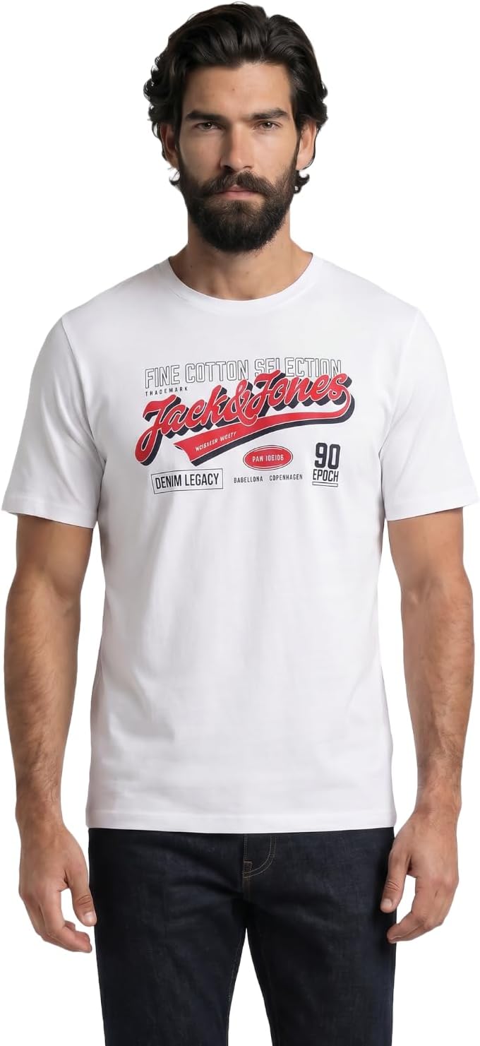 JACK & JONES Herren 5er-Set T-Shirts in verschiedenen Styles, Prints und Farben aus Baumwolle S 5er