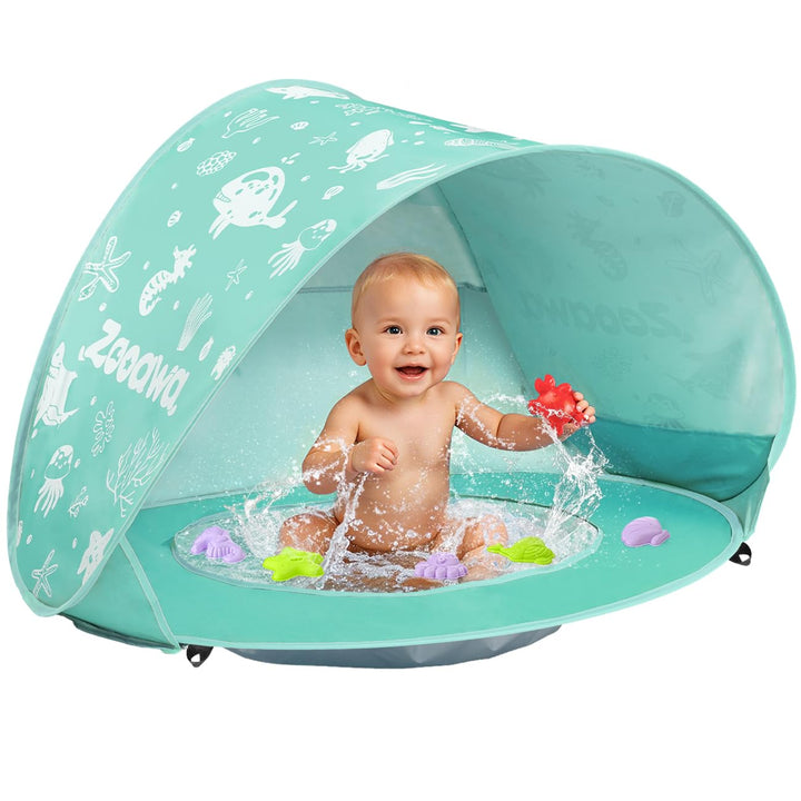 Strandmuschel Pop Up Baby Strandzelt Strandmuscheln,Tragbar Baby Strand Zelt mit Mini Pool UV-Schutz