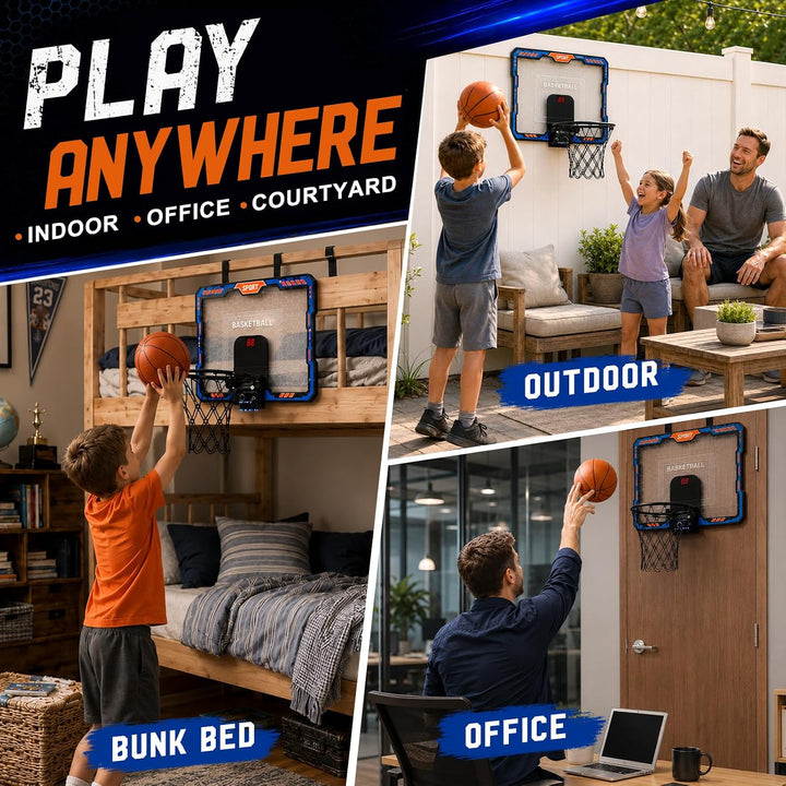 YESHIN Indoor Basketballkorb Kinder mit 7 Farb-LED Licht & Fernbedienung, Mini Basketball Set für Tü