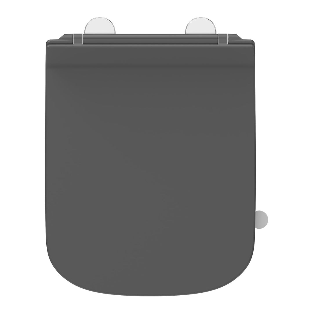 WC Sitz Eckig Form, Toilettendeckel mit Absenkautomatik, Klobrille Duroplast mit Schnellverschluss,