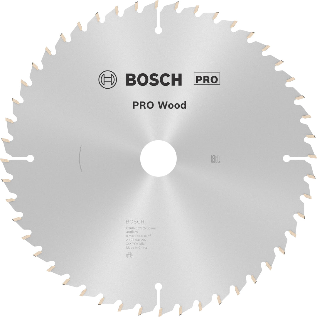 Bosch Professional Zubehör 2608641202 Kreissägeblatt Optiline Wood 260 x 30 x 3,2 mm, 48, 260 x 30 x