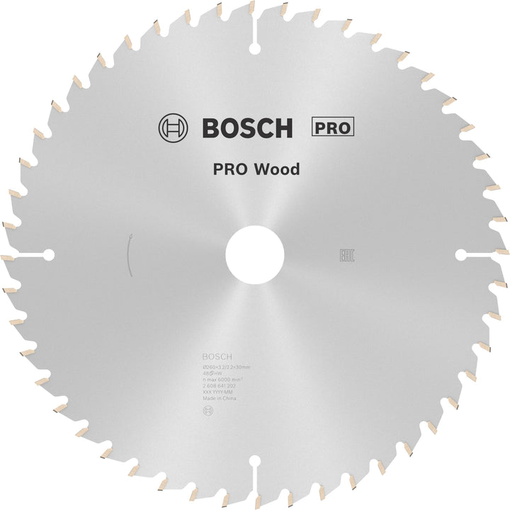 Bosch Professional Zubehör 2608641202 Kreissägeblatt Optiline Wood 260 x 30 x 3,2 mm, 48, 260 x 30 x