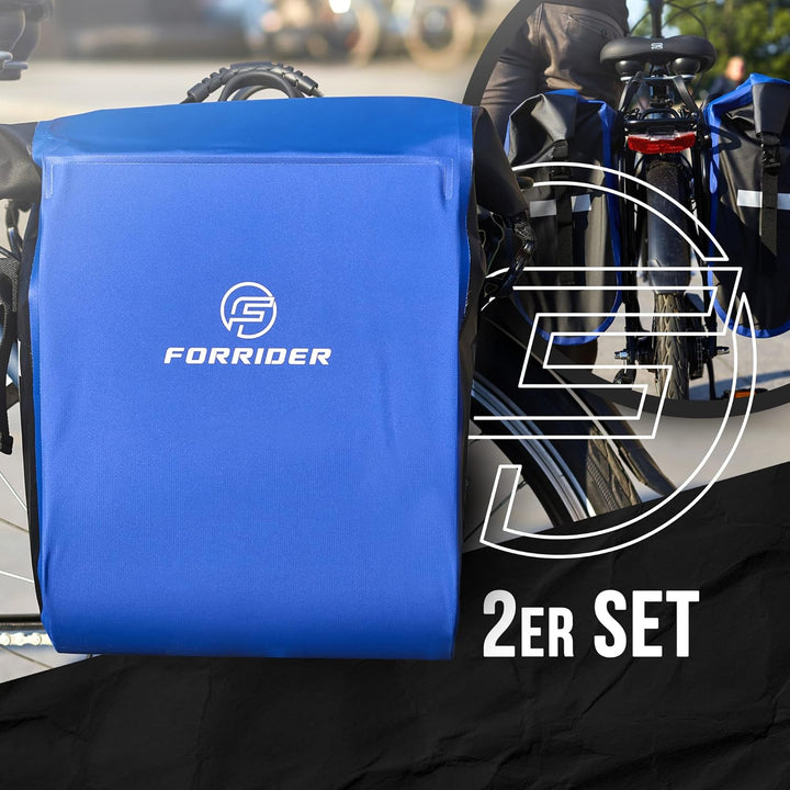 Forrider Fahrradtaschen für Gepäckträger 2er Set Wasserdicht Reflektierend | Gepäckträgertaschen 50L
