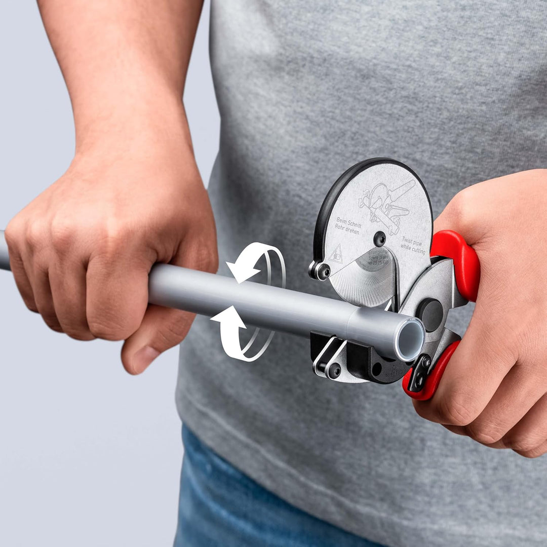 KNIPEX 90 25 25 Rohrschneider für Verbund- und Kunststoffrohre mit Mehrkomponenten-Hüllen 210 mm
