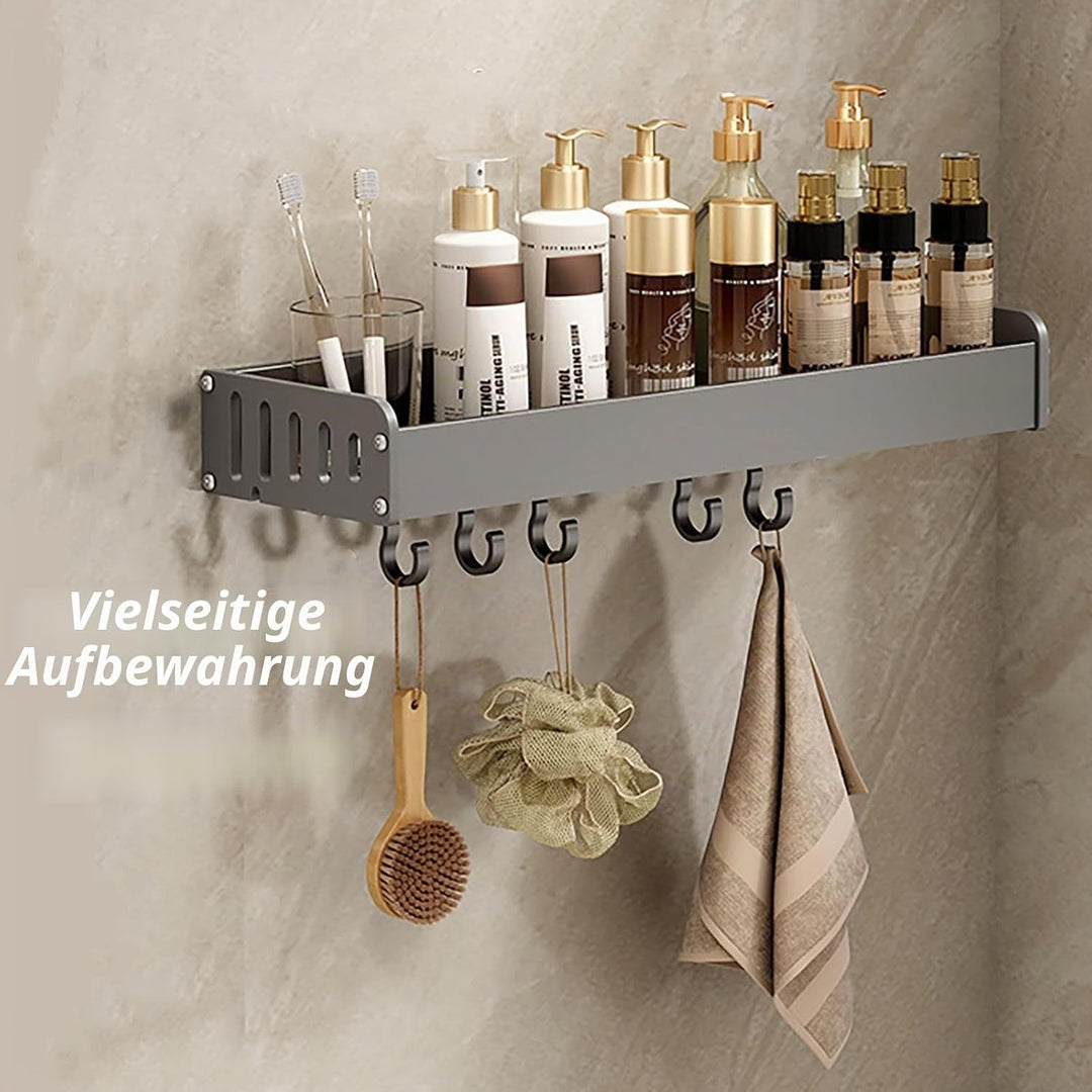 Wandregal Küche ohne Bohren 40/50cm Gewürzregal Wand mit Haken Küchenregal hängend Aufbewahrung Gewü