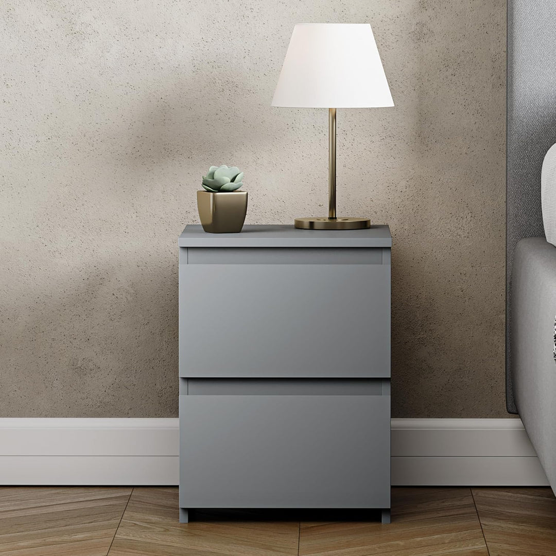 Vida Designs Denver Nachttisch, Kiefer, Grau, H: 40 x W: 29.5 x D: 29.5 cm, Grau