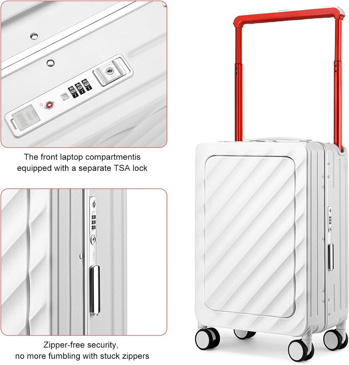 Sea choice Koffer Trolley mit Laptopfach Handgepäck Koffer Hartschale Reisekoffer aus PC mit Breite