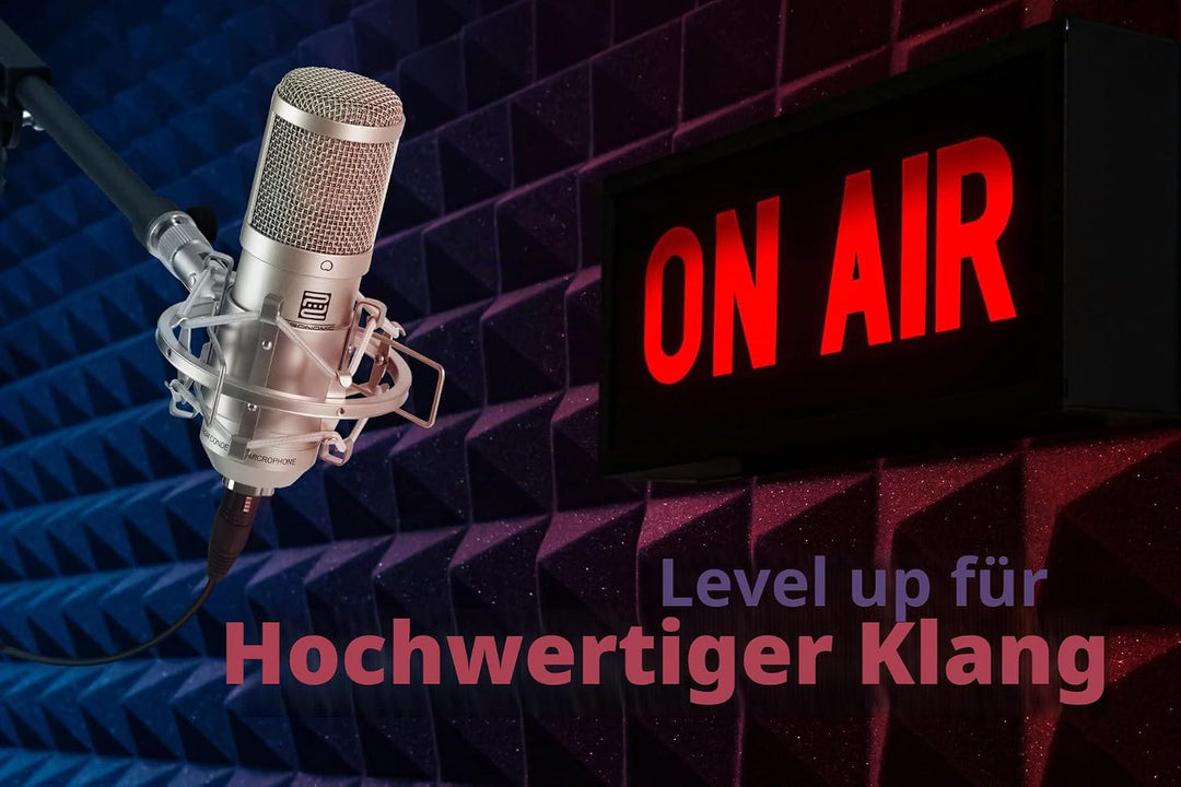 Pronomic CM-100S Studio Grossmembranmikrofon XLR-Kondensatormikrofon (mit Mikrofonspinne, Etui, Wind
