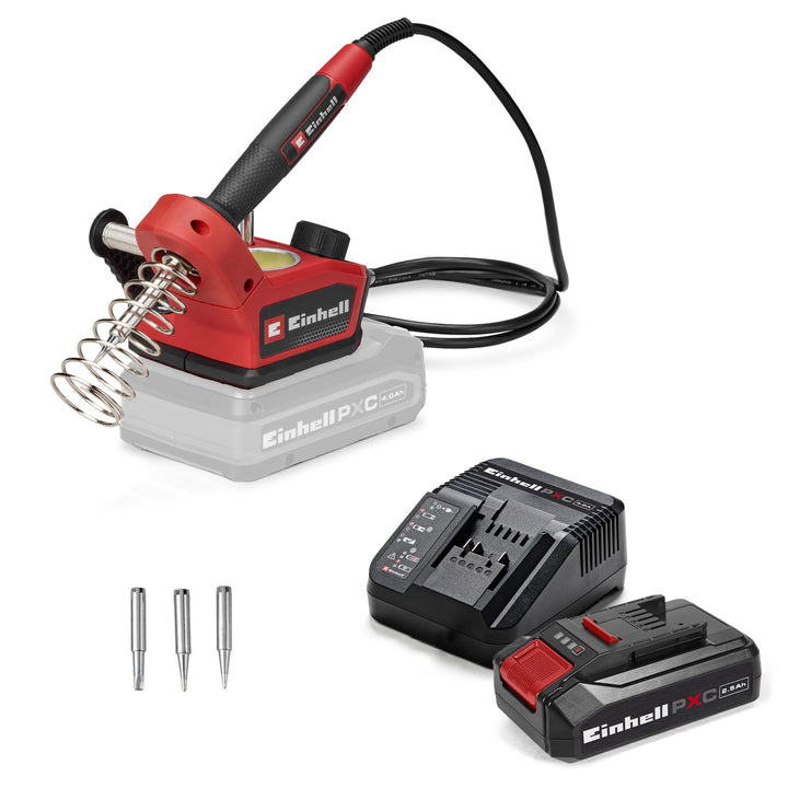 Einhell Akku-Lötkolben TE-SI 18/480 Li E PXC (18 V, 200 °C - 480 °C, zum Weichlöten, LCD-Display, in