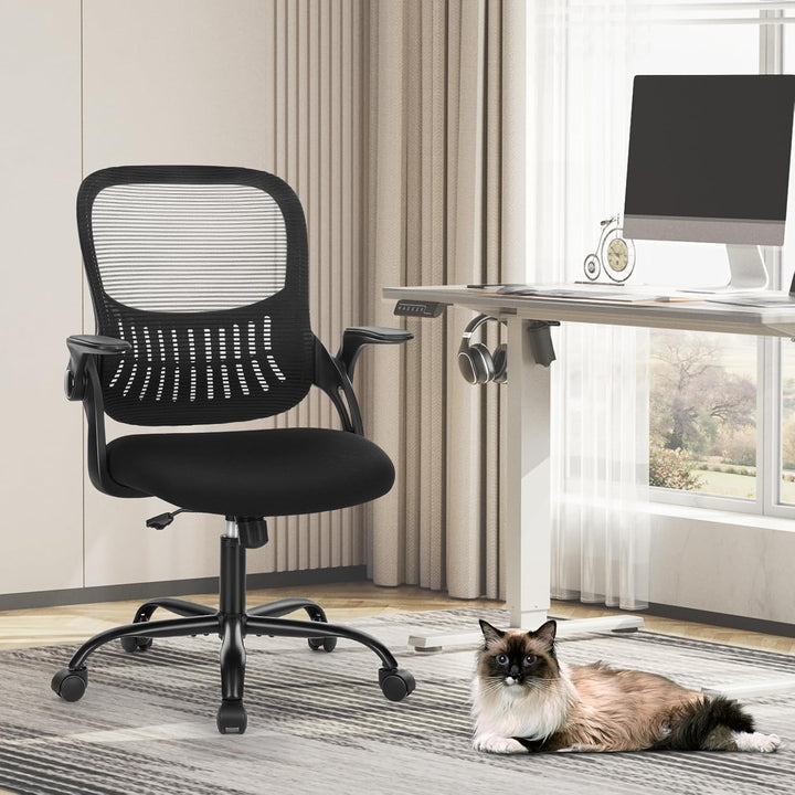 Sweetcrispy Bürostuhl Ergonomisch, Schreibtischstuhl mit Lendenwirbelstütze, Höhenverstellbarkeit St