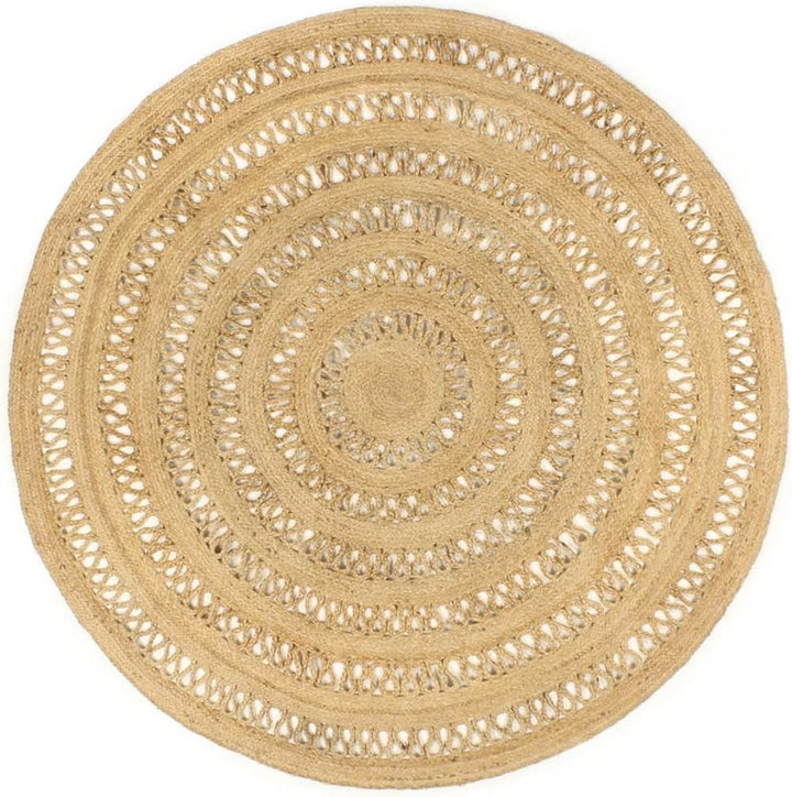 homiuse Teppich Handgefertigt Geflochten Jute 180 cm Teppich Wohnzimmer Teppich Rund Outdoor Teppich
