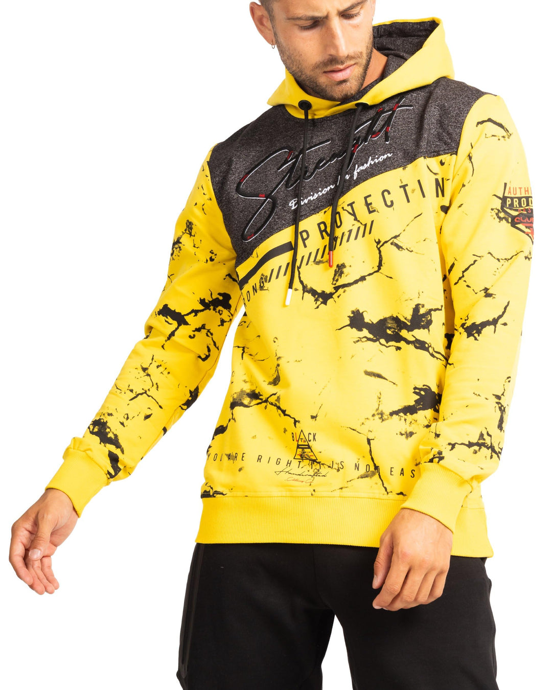 Subliminal Mode Herren-Kapuzen-Sweatshirt, langärmlig, zweifarbig, mit Tasche, lässiger Stil, Basic,