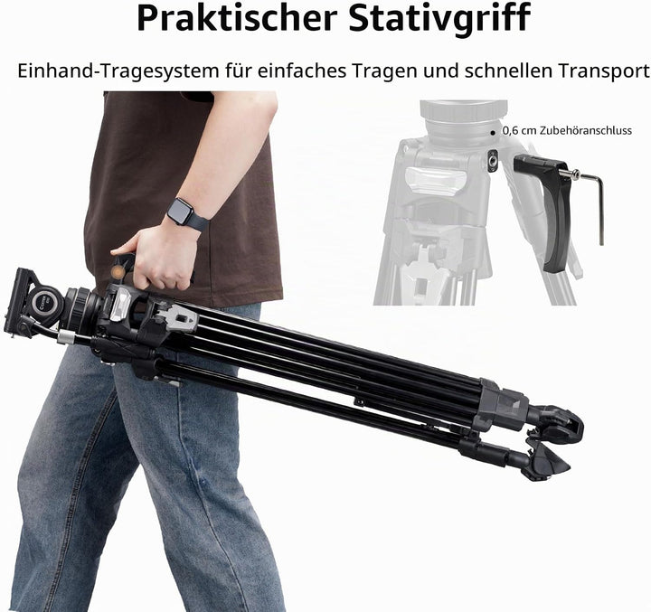 Cayer FA310H Video Tripod with K10 Fluid Head - One-Touch Leg Locks & Rapid Adjust - 22 lbs Load Alu