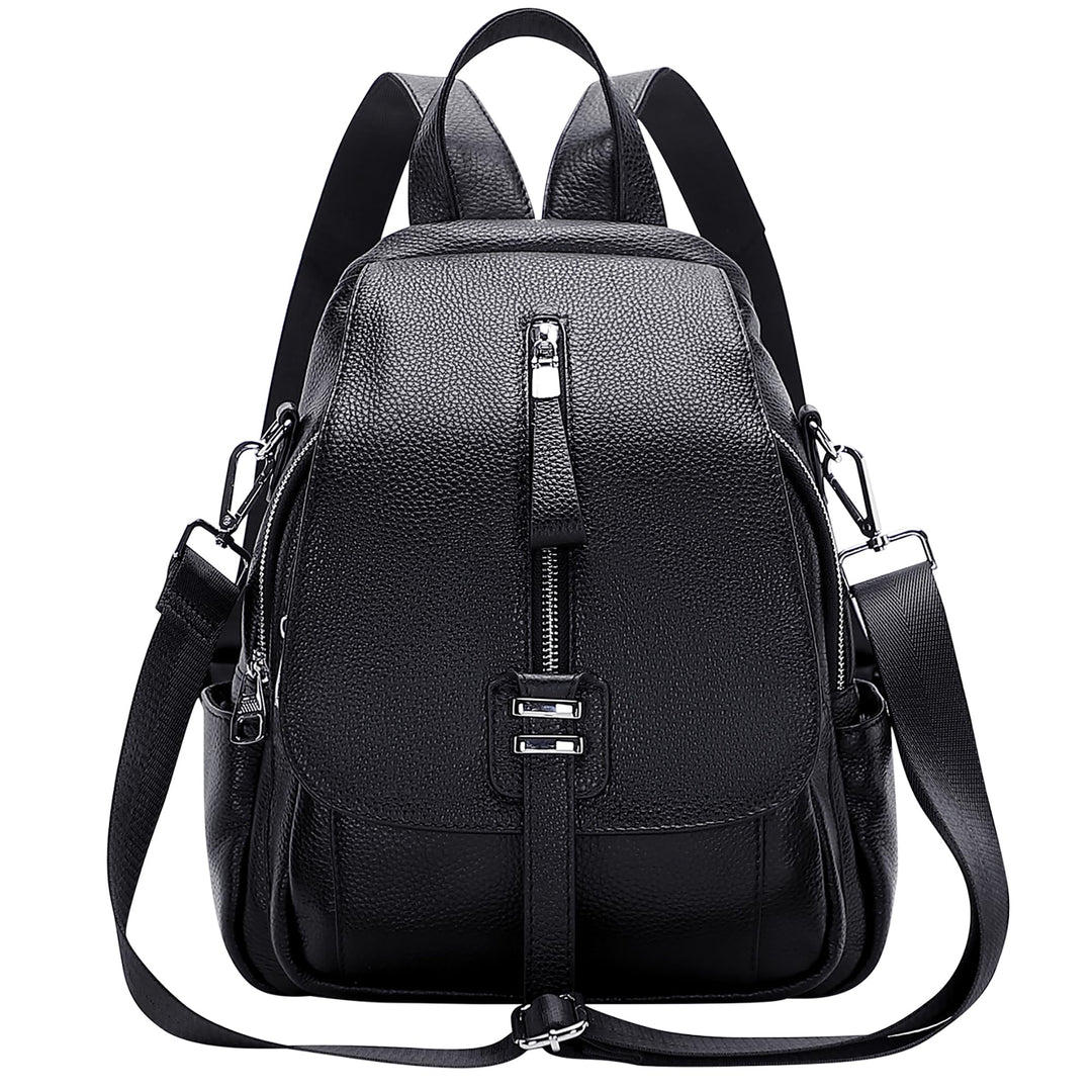 ALTOSY Echtes Leder Rucksack Geldbörse für Frauen Wandelbare Umhängetasche mit Schnalle Klappe Schwa
