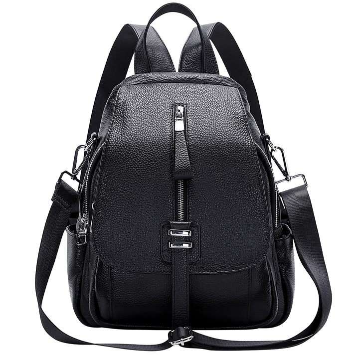 ALTOSY Echtes Leder Rucksack Geldbörse für Frauen Wandelbare Umhängetasche mit Schnalle Klappe Schwa