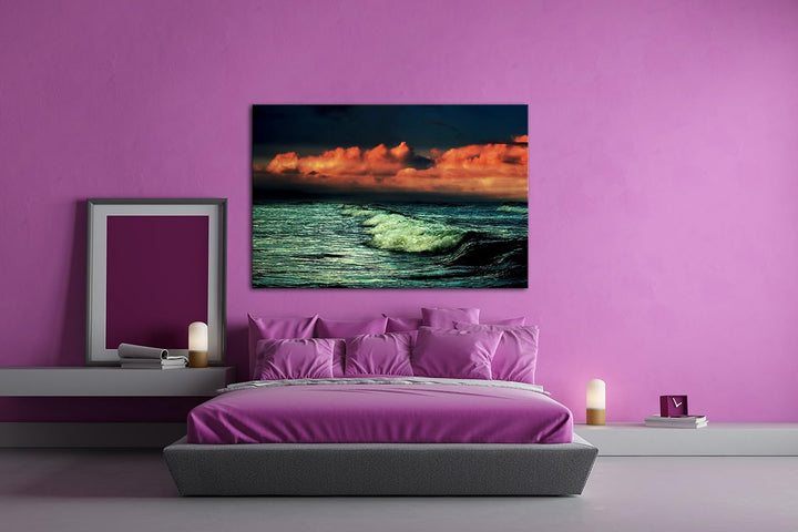 deyoli bezaubernde Küste bei Abenddämmerung Format: 80x60 als Leinwand, Motiv fertig gerahmt auf Ech