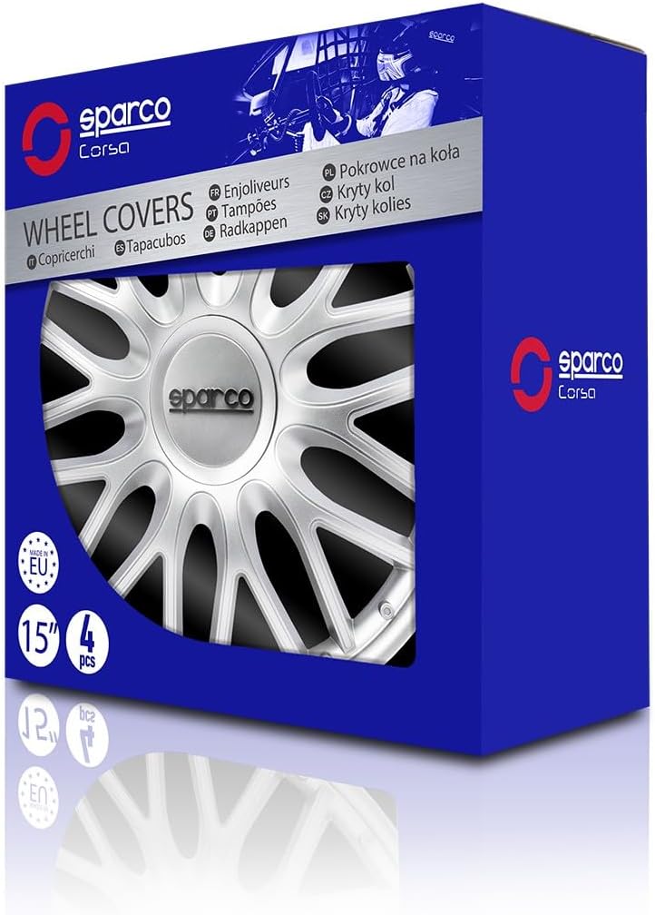 Sparco SPC1596SV Wheel Trims Roma Silver 15 Inch, Set of 4, ROMA 15 zoll SILBER, ROMA 15 zoll SILBER