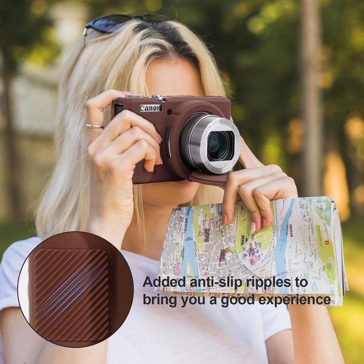 Rieibi Silikon-Schutzhülle für Canon G7X Mark III Hülle, G7X Mark III Zubehör mit 2 Stück Displaysch