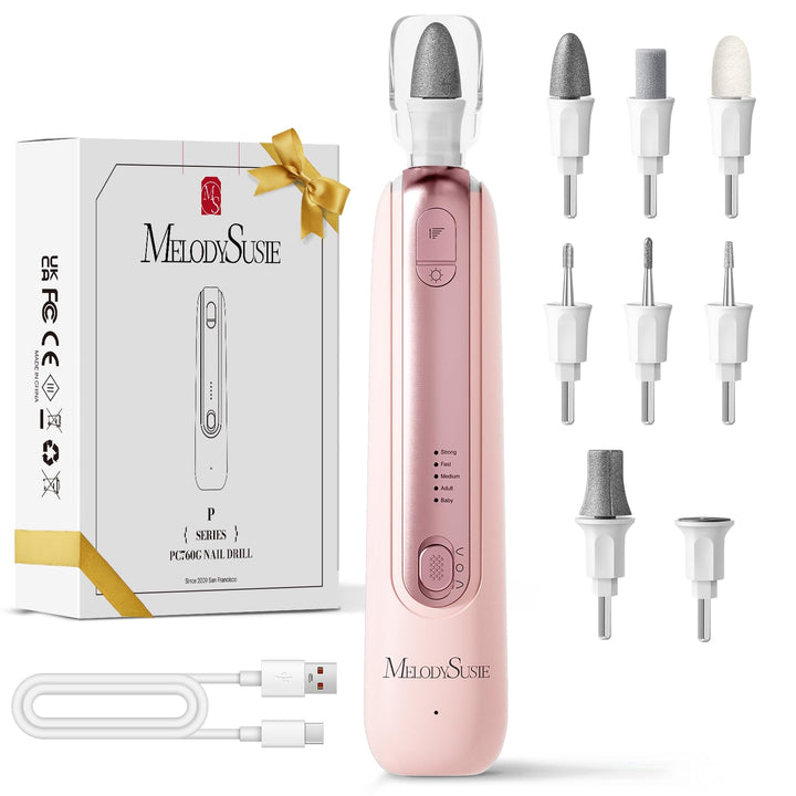 MelodySusie Professionelles Maniküre/Pediküre Set, PC760G 8 in 1 Elektrischer Nagelfräser mit 5 Gesc