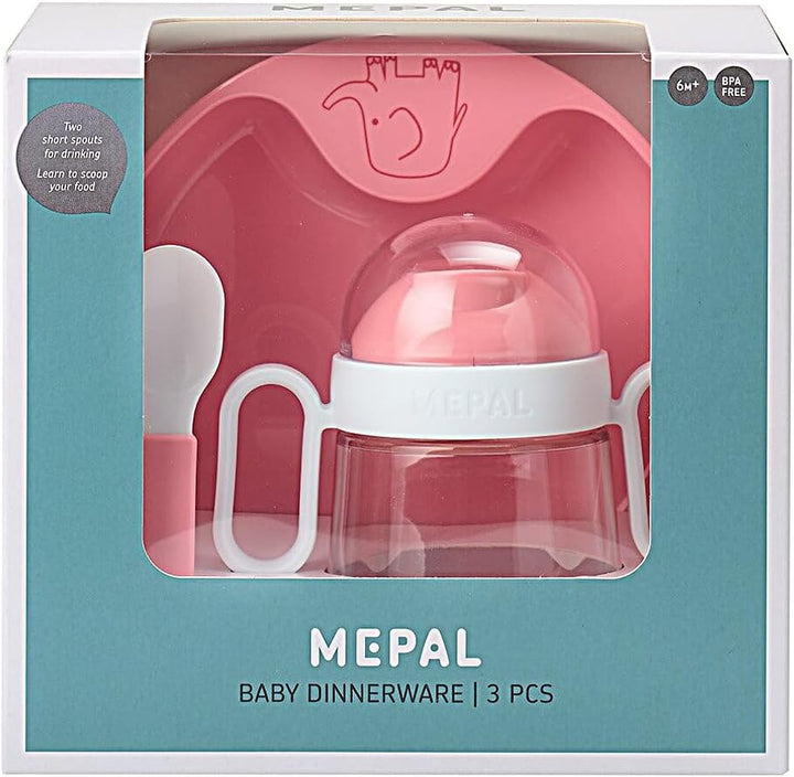 Mepal – Baby 3er Geschirrset Mio – Inklusive auslaufsicherem Trinkbecher, Lernteller & Lernlöffel –