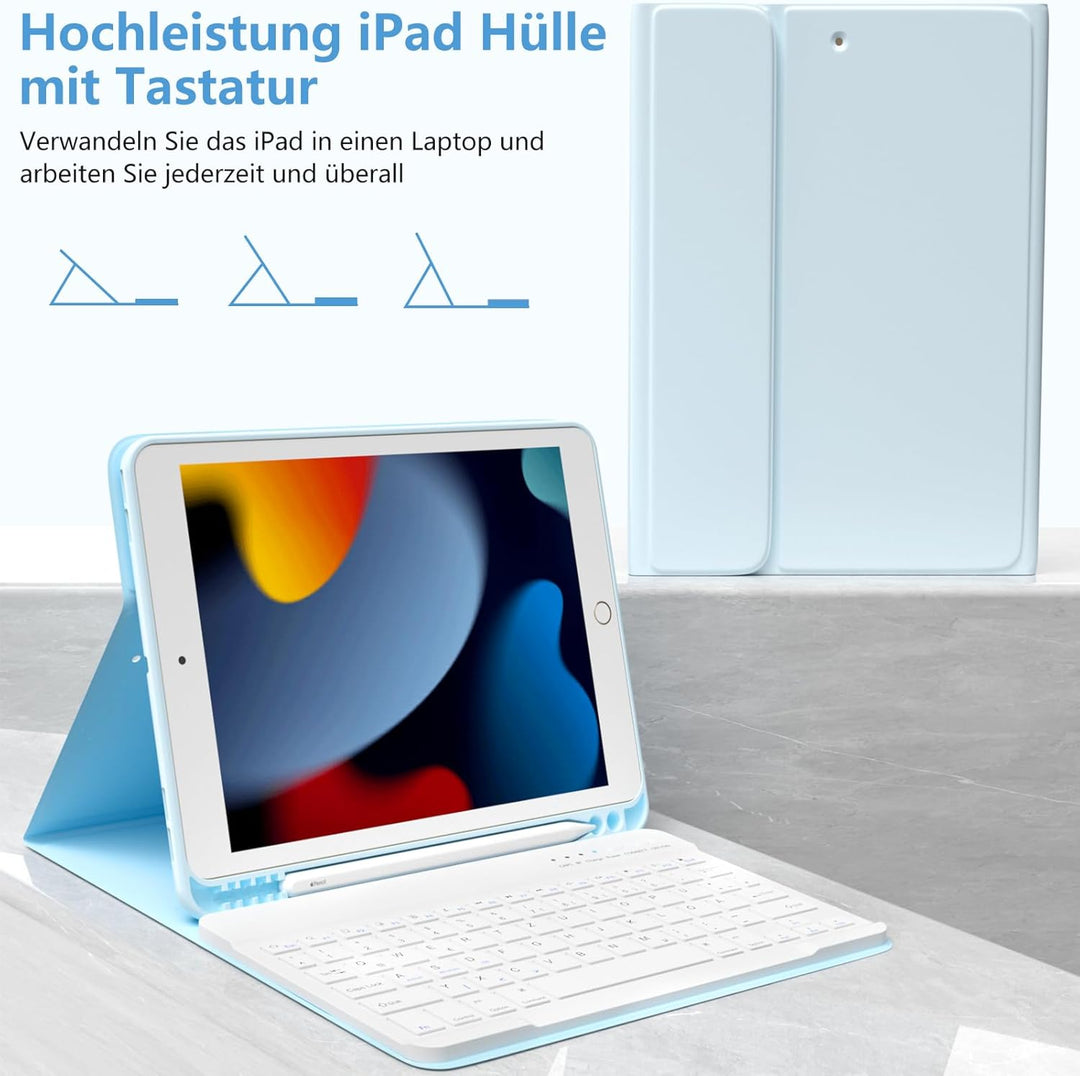 TQQ Tastatur Hülle für iPad 10.2 Zoll (9/8/7 Generation), für iPad Air 3rd und iPad Pro 10.5, Wieder