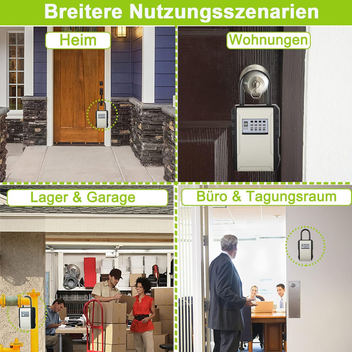 ZHEGE Schlüsseltresor mit Zahlencode Aussen, 4-Stellig Schlüsselbox, Schlüsseltresor mit Bügel, 7 Sc