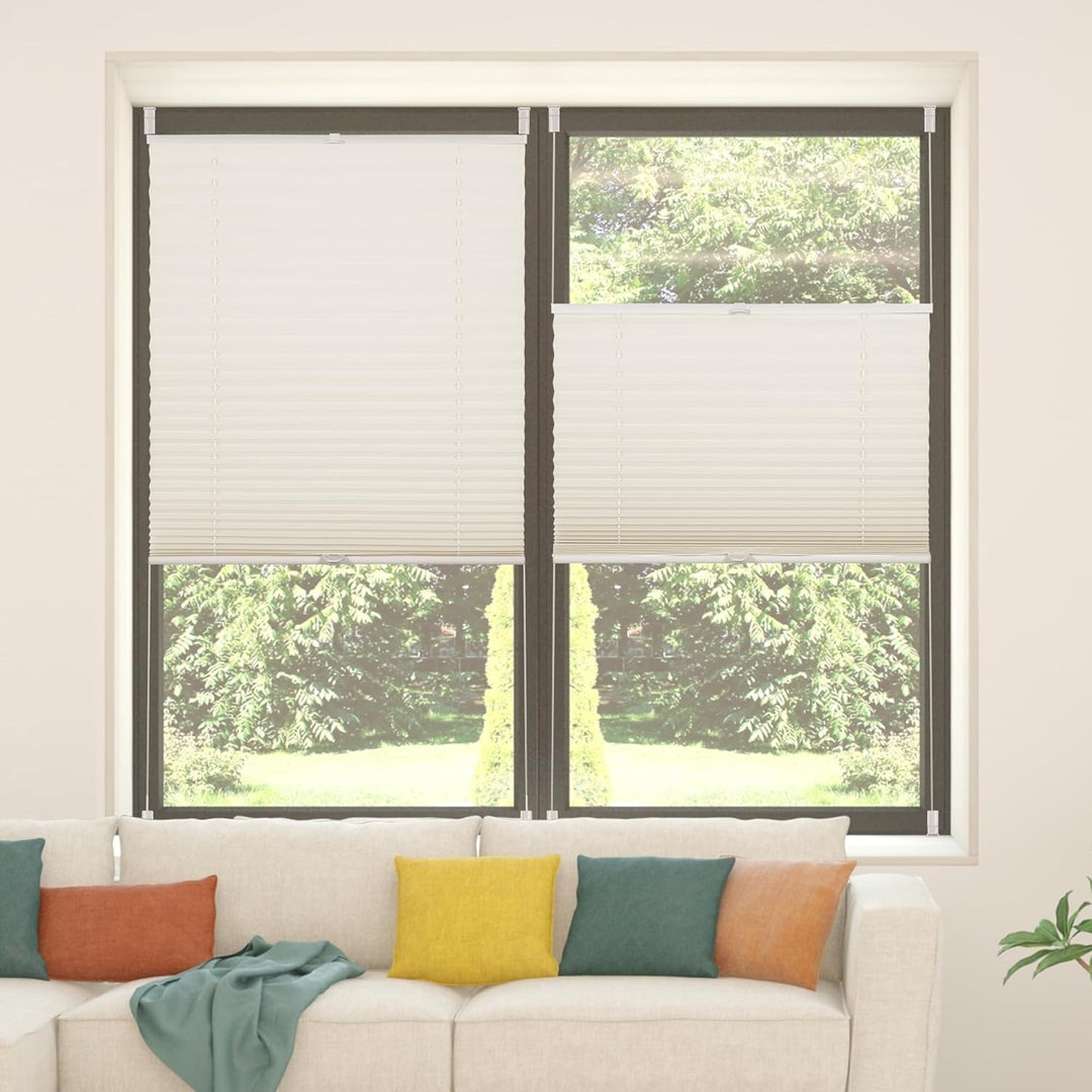 Allesin Plissee ohne Bohren Plissees Klemmfix, Beige 80 x 40cm (L x B), Plisseerollo Faltrollo mit K