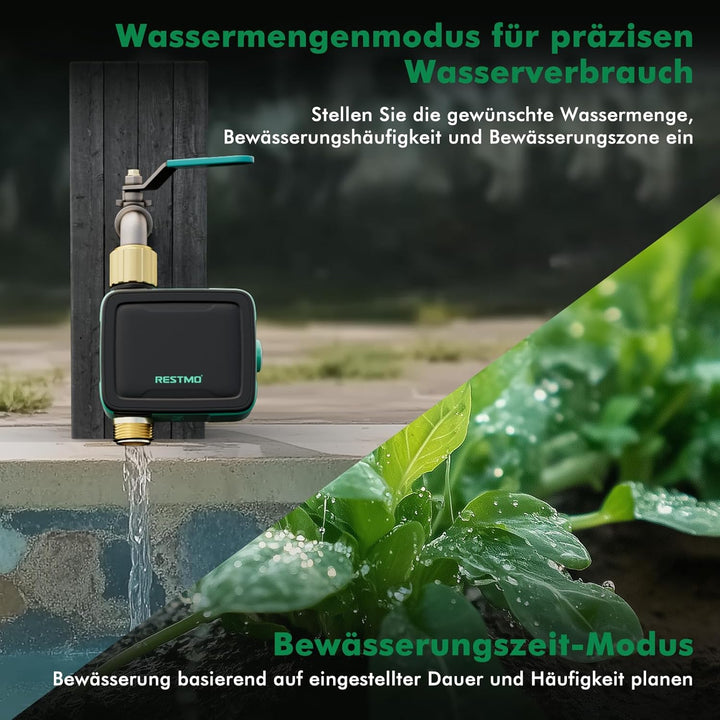 RESTMO 1 Zonen Bewässerungscomputer mit integriertem Bluetooth+Wi-Fi Chip und App-Steuerung, automat