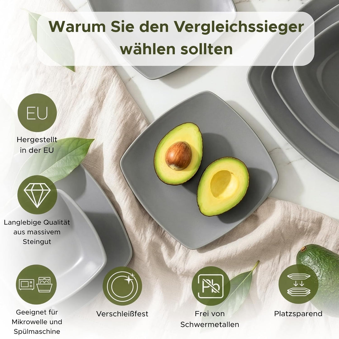 Konsimo. Elegant Suppenteller Set 6er - Schale aus Keramik - Pastateller und Tiefteller für 6 Person