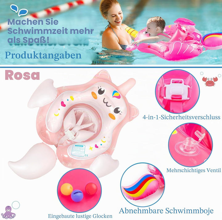 Baby Schwimmring mit UPF50+Sonnendach für ab 3-24 Monate,Aufblasbare Schwimmtrainer Schwimmhilfe Bab