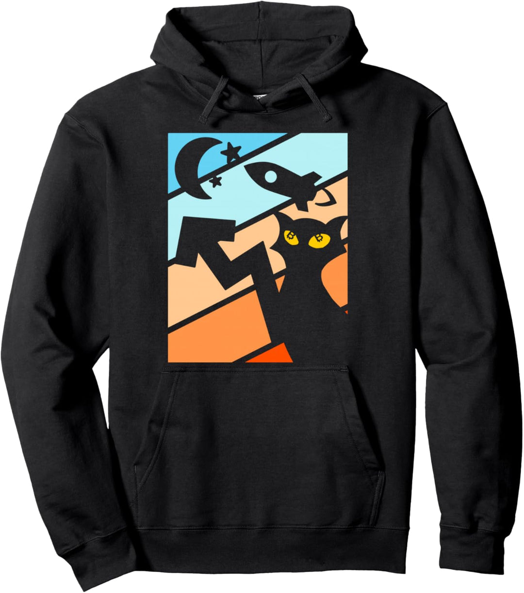 Bitcoin Cat Rocket To The Moon BTC Kryptowährung Crypto Pullover Hoodie