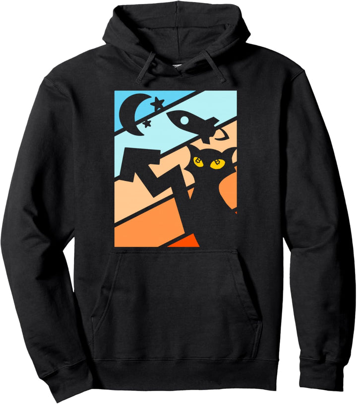 Bitcoin Cat Rocket To The Moon BTC Kryptowährung Crypto Pullover Hoodie