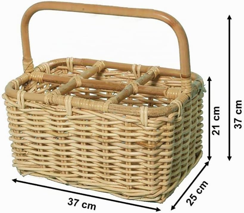 Kobolo Flaschenkorb Flaschenträger für 6 Flaschen aus Rattan
