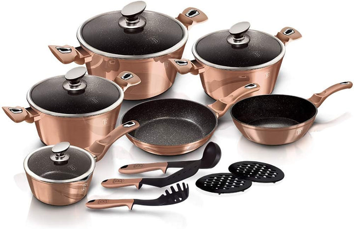 Berlinger Haus 15Pcs Metallisch Kochgeschirr Set - Roségold, Roségold